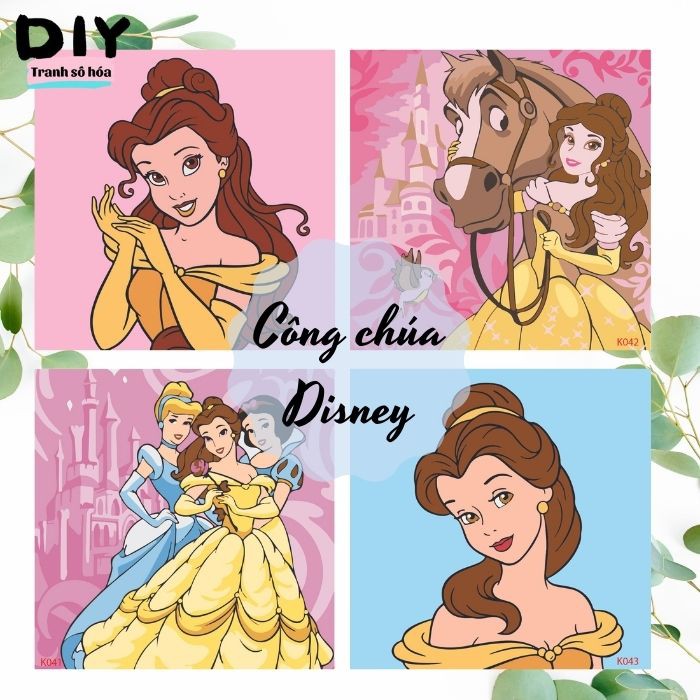 Tranh tô màu theo số DIY Tranh tô màu trẻ em Công chúa Disney