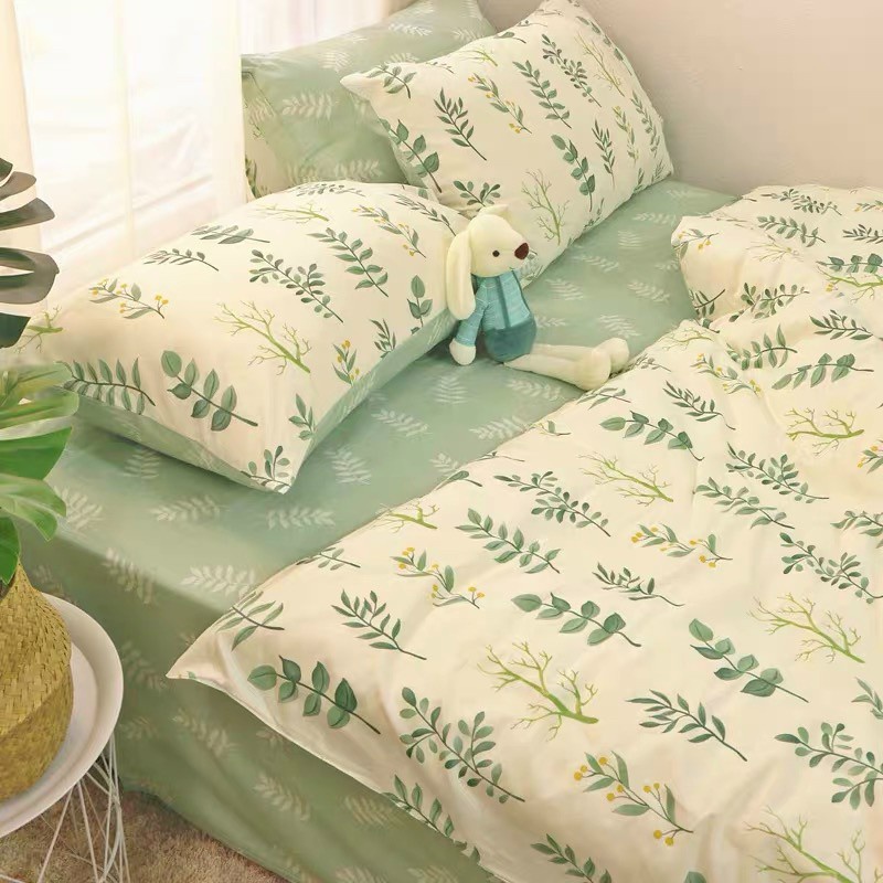 Chăn Ga Gối Cotton Living 💝 FREESHIP 💝 Bộ Chăn Ga Cotton 100% " Cỏ Xanh" nhập khẩu 4 món