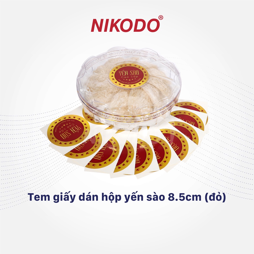 Combo 50 tem dán Yến sào cao cấp, decal giấy tròn dán hộp yến, màu đỏ  - Phụ kiện yến sào sỉ lẻ giá tốt Nikodo