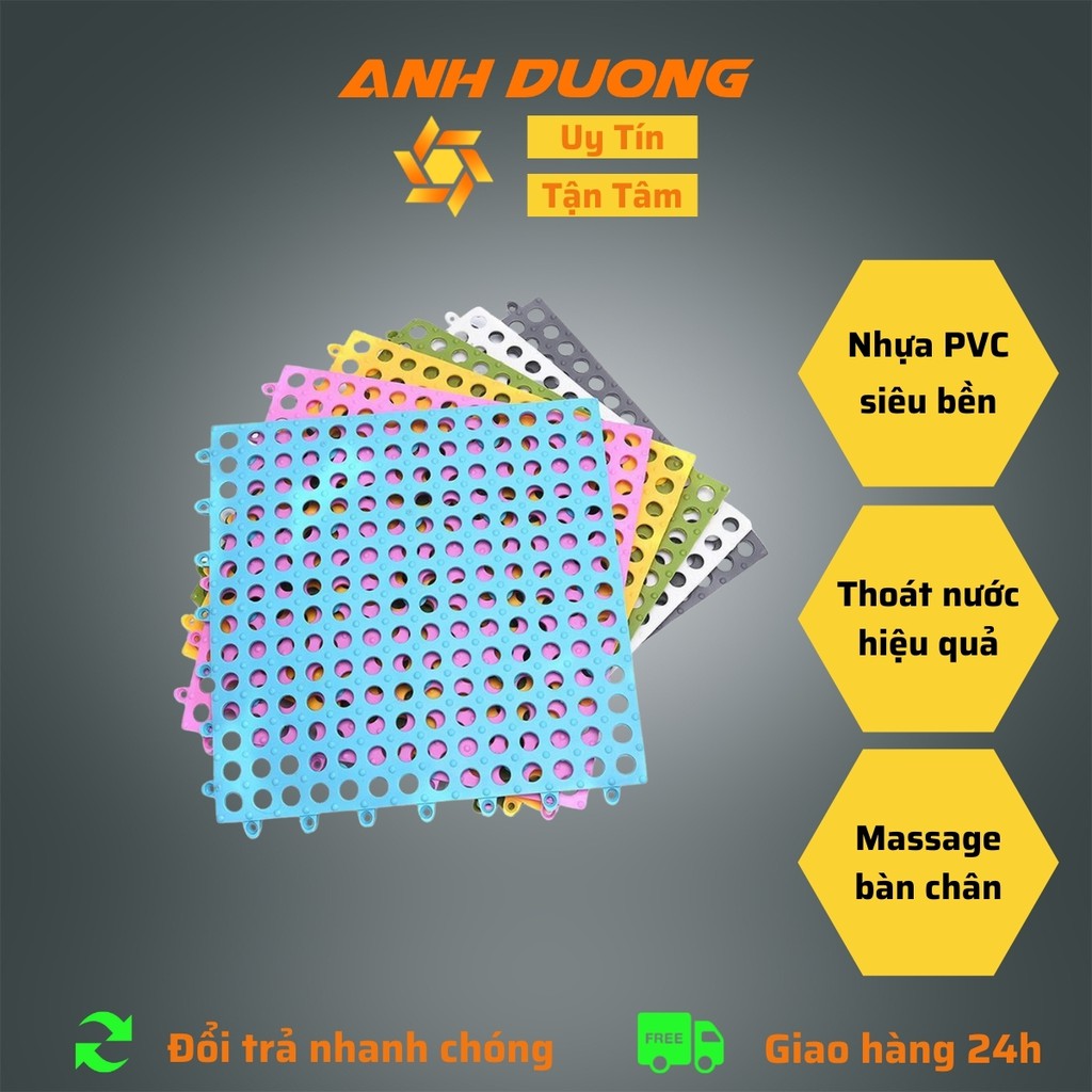 Thảm nhựa lót sàn nhà tắm, nhà vệ sinh,  chống trơn trượt, thoát nước nhanh, mềm dẻo êm chân