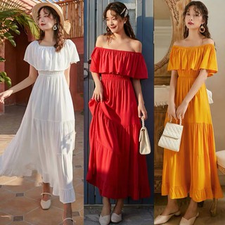 Váy Maxi Trễ Vai Đi Biển 3 Tầng ( V01 )