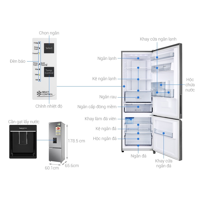 Tủ lạnh Panasonic Inverter 322 lít NR-BV360WSVN - Multi Control, Cảm biến thông minh Econavi, Miễn phí giao hàng HCM.