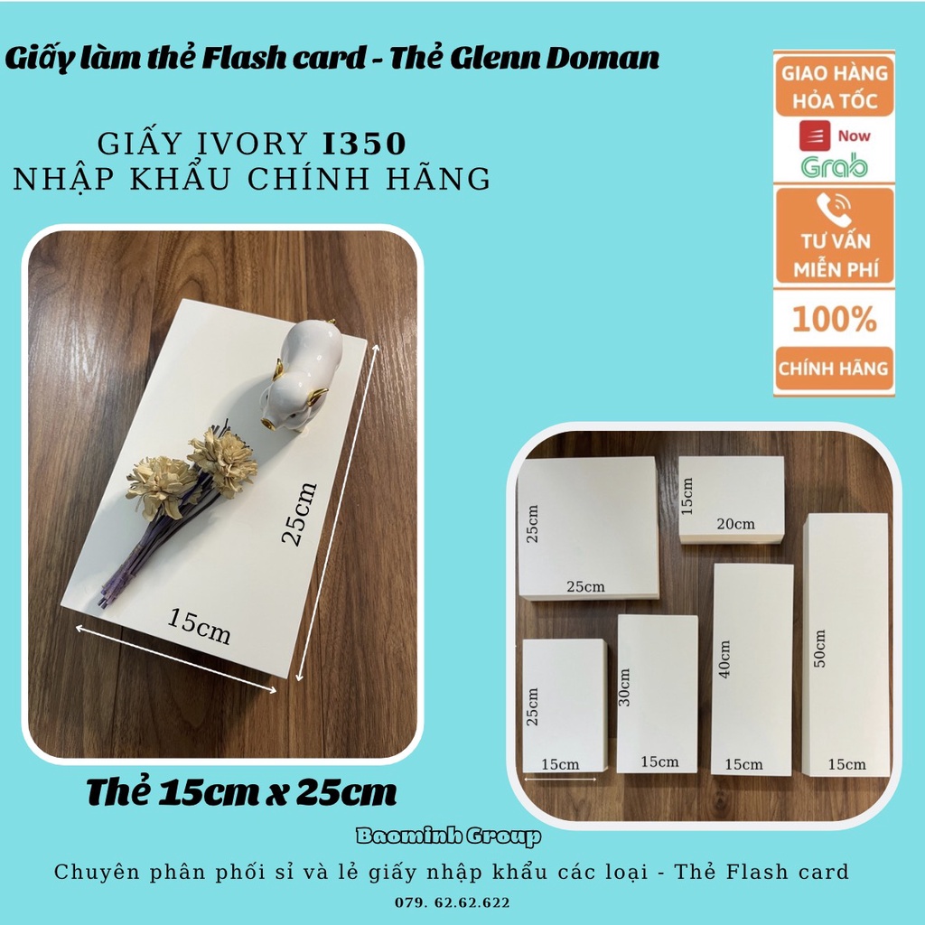 Flashcard - 100 Thẻ trắng 15x25cm chuẩn giấy Ivory 350