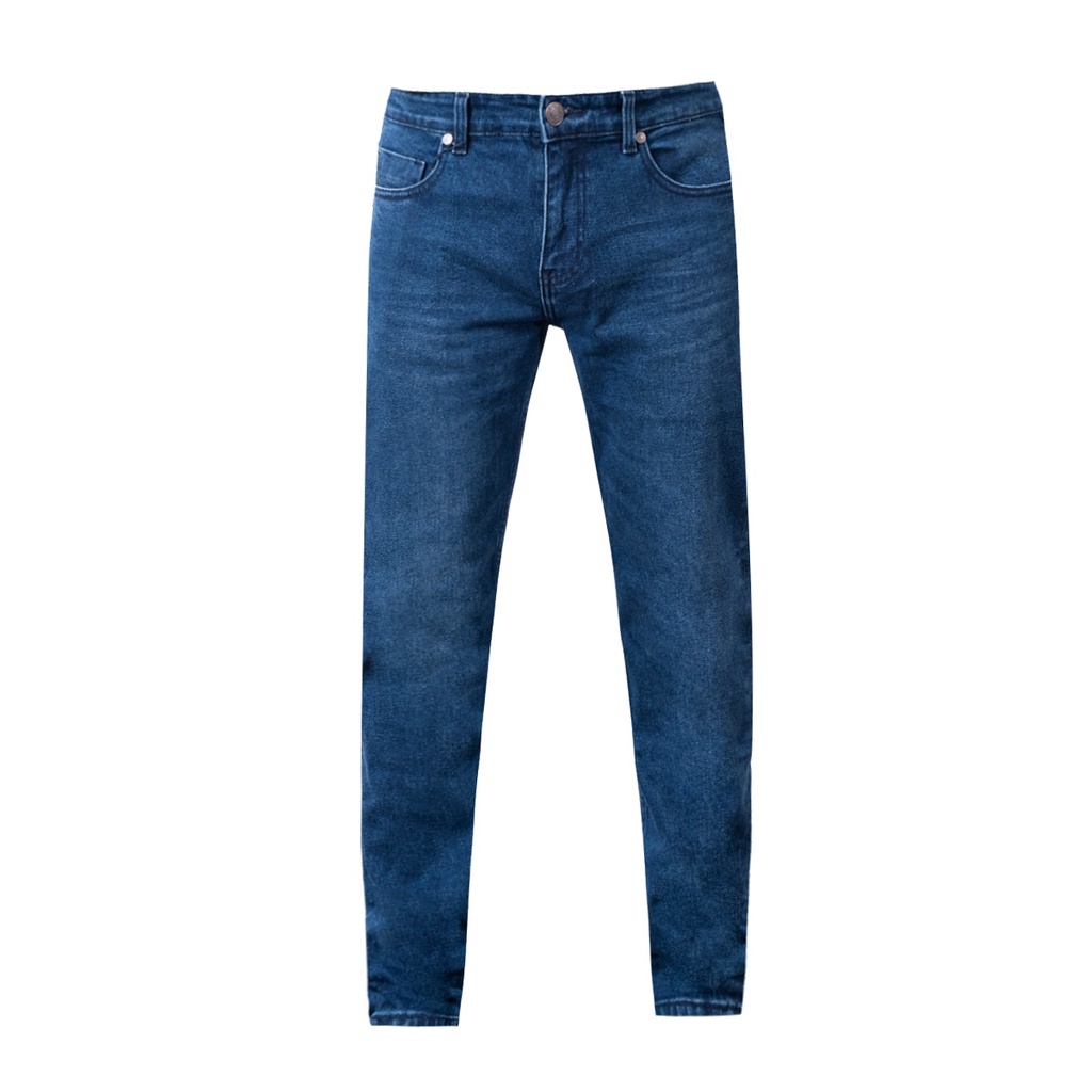 Quần Jean Nam Quần Bò Hàng Hiệu Owen QJSL221490 Màu Xanh Trung Dáng Slim Fit Ống Côn Vải Denim Cotton Cao Cấp Co Giãn