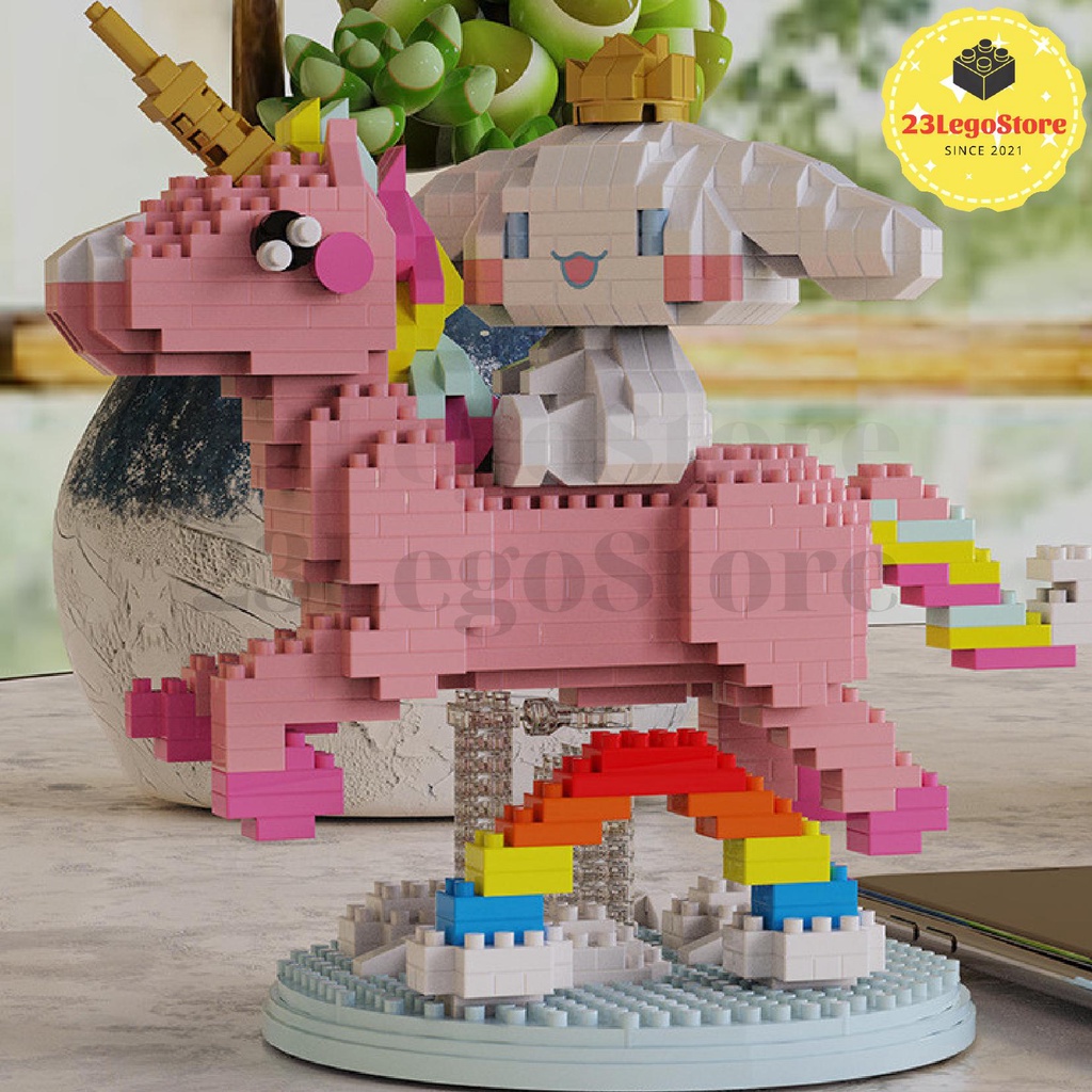 Bộ đồ chơi lắp ghép Ngựa một sừng Unicorn dành cho bé màu hồng cực dễ thương