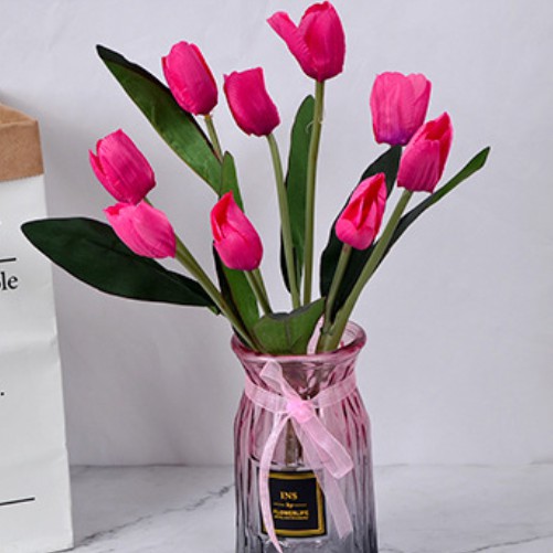 CHÙM HOA TULIP 8 BÔNG VẢI LỤA LIZ126