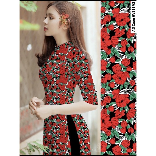 B01-ÁO DÀI IN HOA CỔ TRÒN (có big size 80kg)/ÁO DÀI MAY SẴN/ÁO DÀI LYNKA