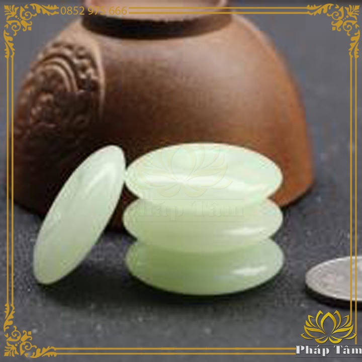 Mặt Dây Chuyền Đồng Điếu Trơn Đá Dạ Quang Minh Châu Cao Cấp Tặng Kèm Dây - Tâm Phong Thủy