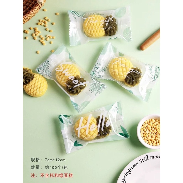 100 bộ vỏ kèm khay túi bánh dứa 50gam khay 5073