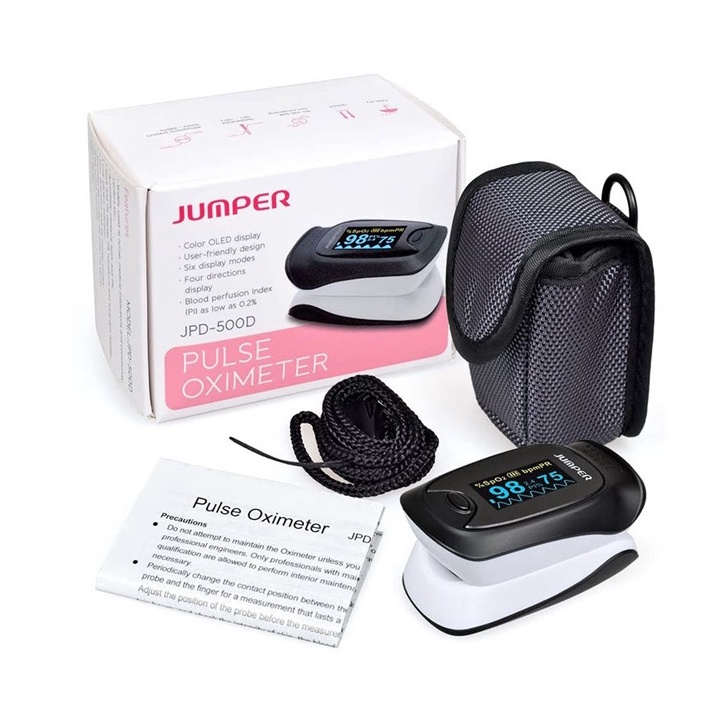 Máy đo nồng độ oxy máu và nhịp tim, chỉ số PI Jumper JPD-500D (Chứng nhận FDA hoa kỳ + xuất USA)