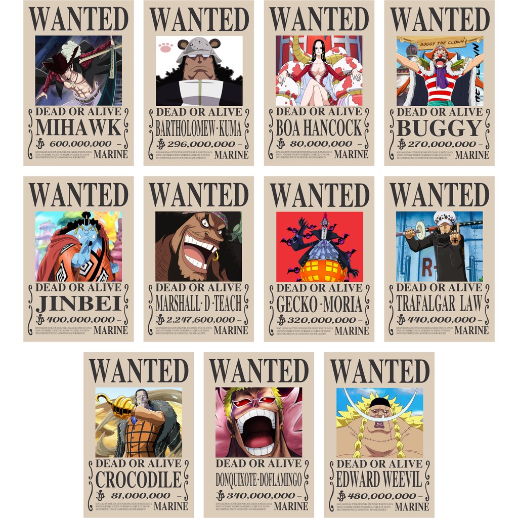 Tờ Poster Lệnh Truy Nã Team Mũ Rơm Onepiece - Wanted Poster One Piece Đảo Hải Tặc Bóc Dán By AnimeX