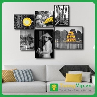 Tranh Laminate Tráng Gương - Tranh Phong Cảnh Treo Phòng Khách, Phòng Ngủ Phố Cổ Hà Nội