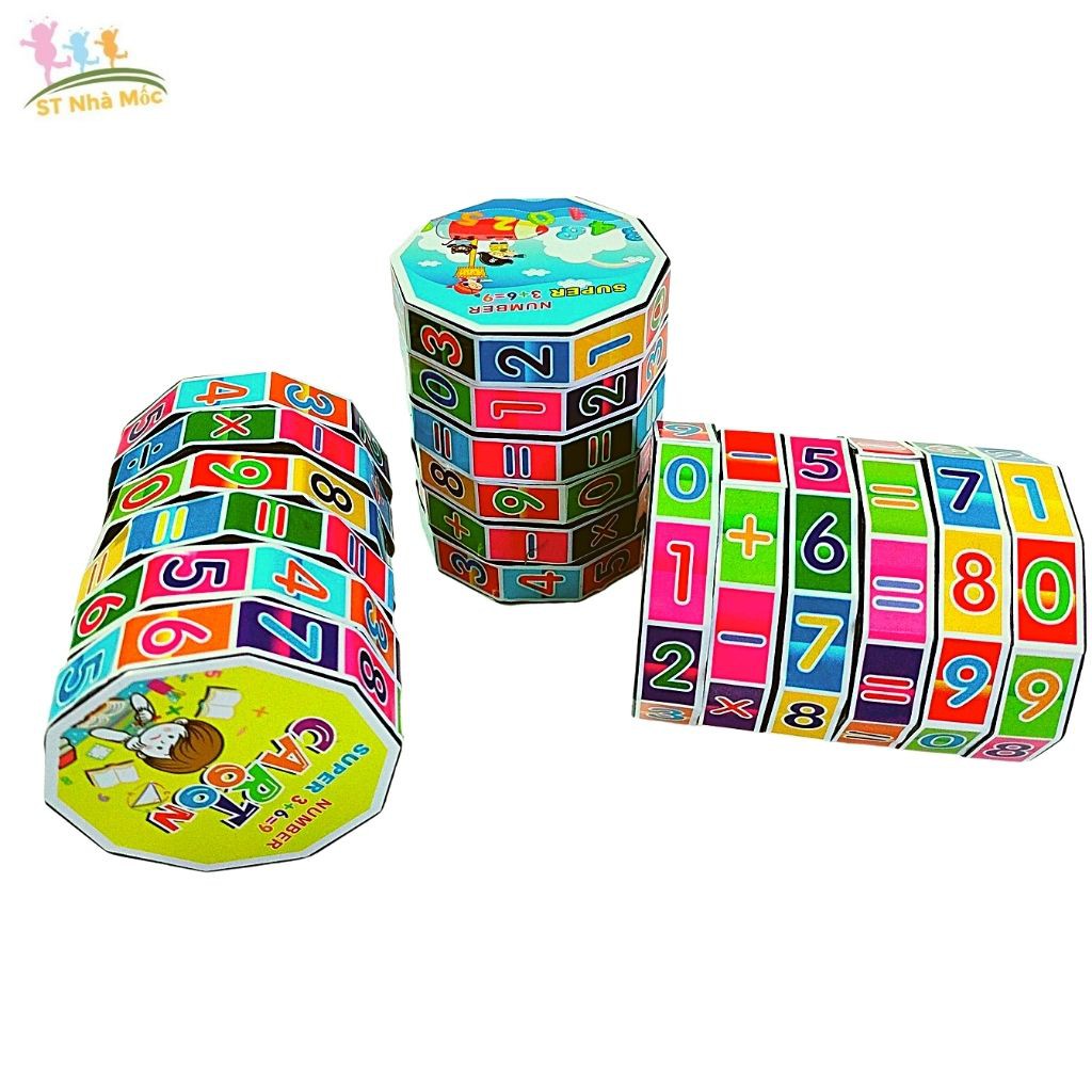 Đồ chơi rubik toán học cho bé  tính toán kỹ thuật số hình trụ khối Rubik cộng, trừ, nhân và chia - ALOKIDS TB