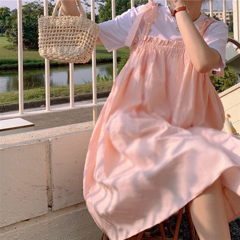 Váy Hai Dây Form Rộng Phong Cách Hàn Quốc Ngọt Ngào