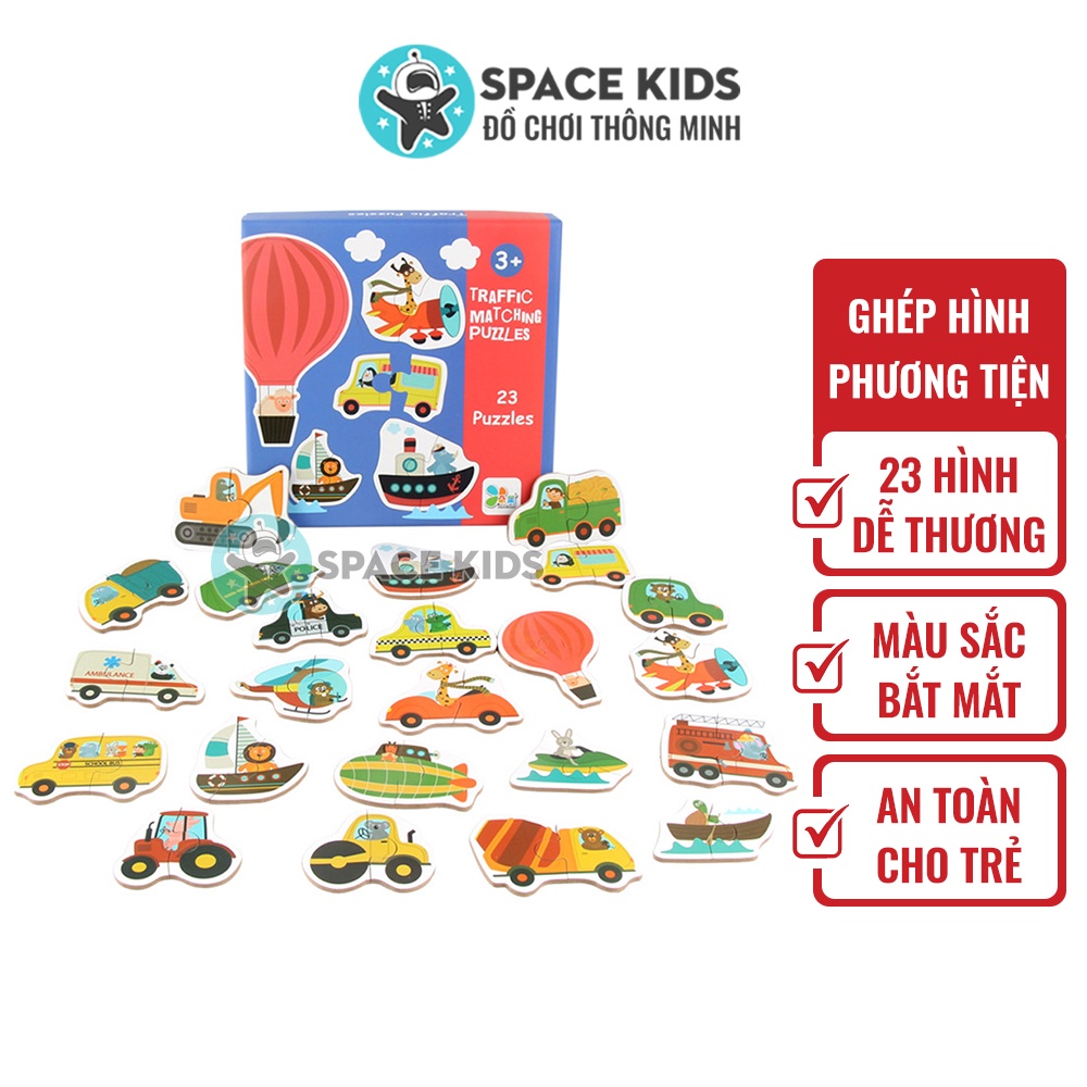 Đồ chơi montessori xếp hình cho bé 23 chi tiết xe ô tô phương tiện giao thông thông minh cho bé