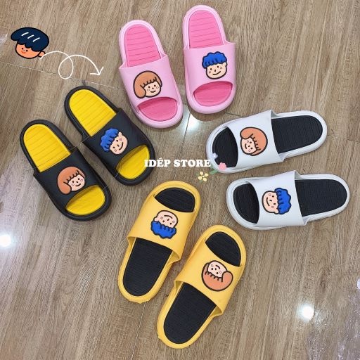 Dép quai ngang chibi Sport cao cấp (Form nhỏ) - Dép nữ cao su hình Boy Girl  đi mưa siêu nhẹ Maipy - DL218