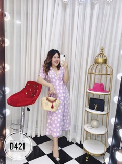 Bigsize Đầm maxi cúc tím D421