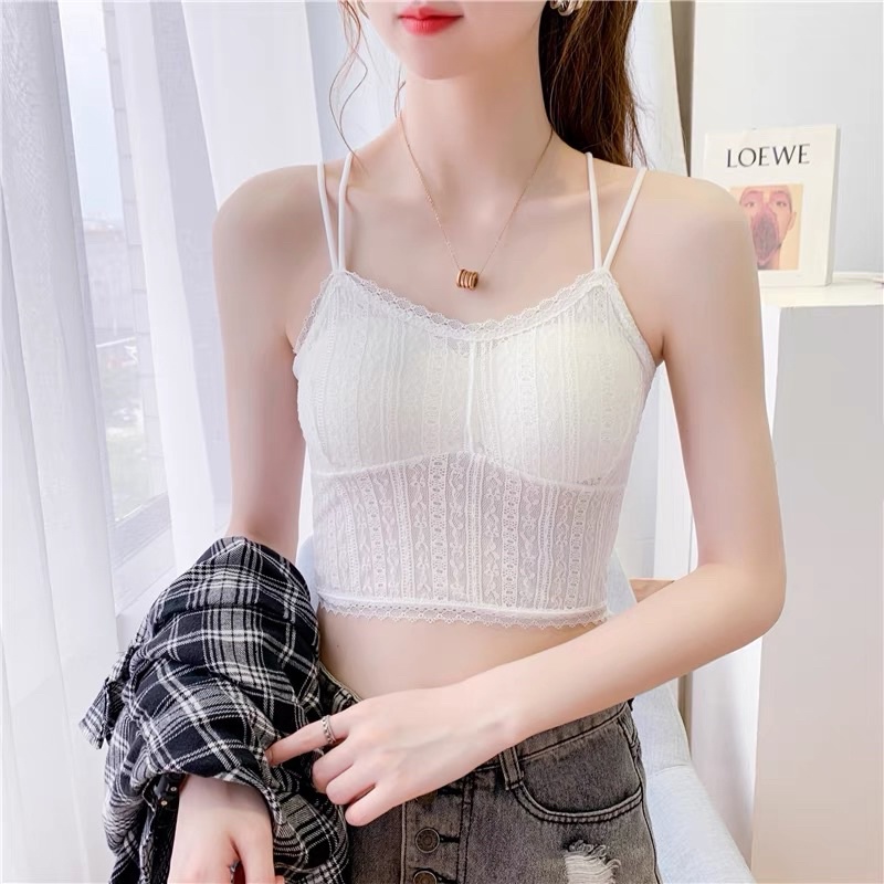 Áo bra hai dây ren có mút ngực thích hợp cho mặc áo dài hoặc đi biển vào ngày hè [Hàng có sẵn]
