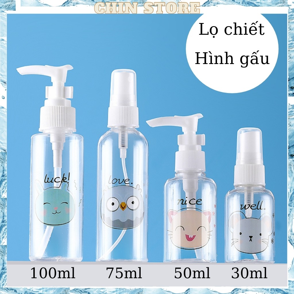 Lọ chiết mỹ phẩm, chai chiết mỹ phẩm nước hoa, phun sương, hình ngộ nghĩnh 50ml,70ml,100ml