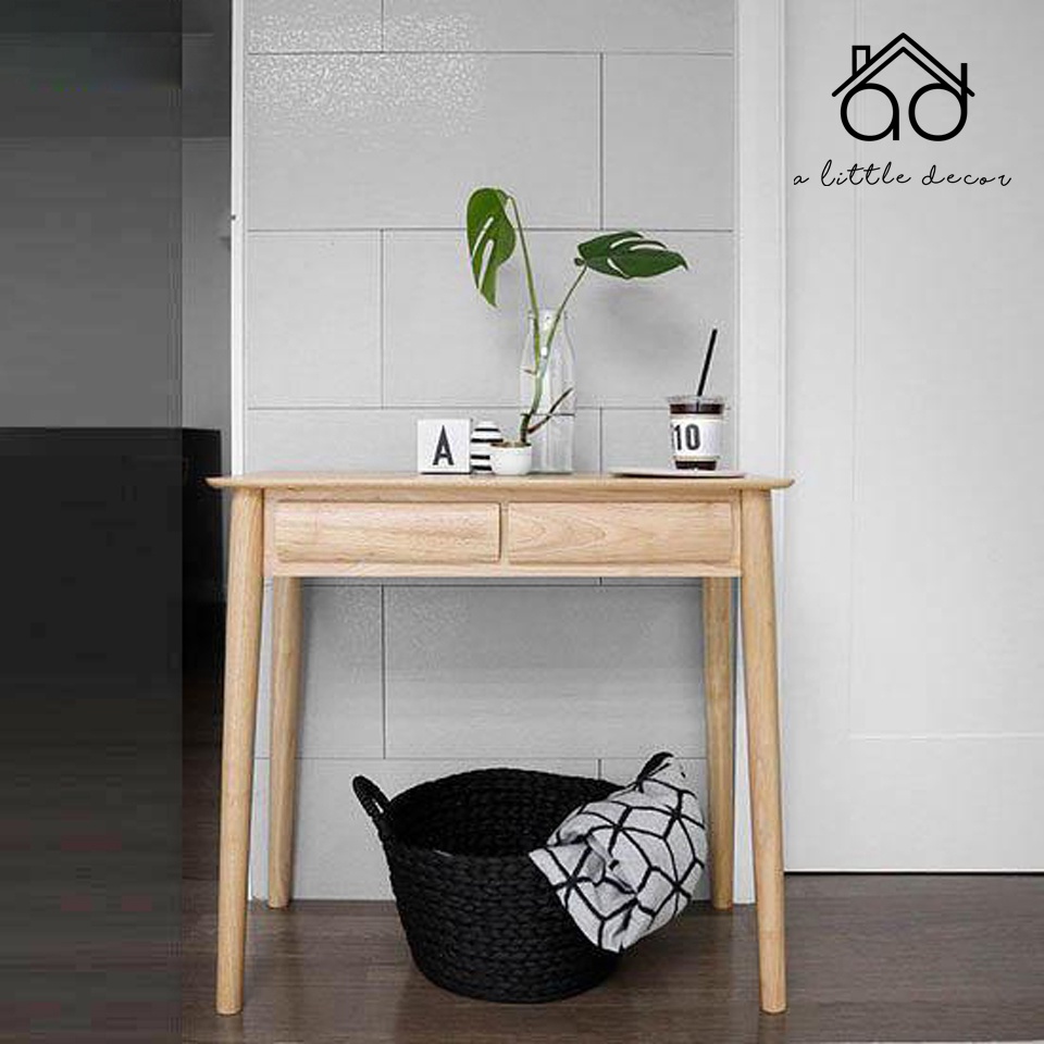 Bàn Làm Việc Gỗ Cao Cấp A Little Decor - Bàn Gỗ 2 Ngăn Kéo Mặt Ngăn Kéo Bo Cong - Bàn Gỗ Tự Nhiên 100% Giá Cực Tốt