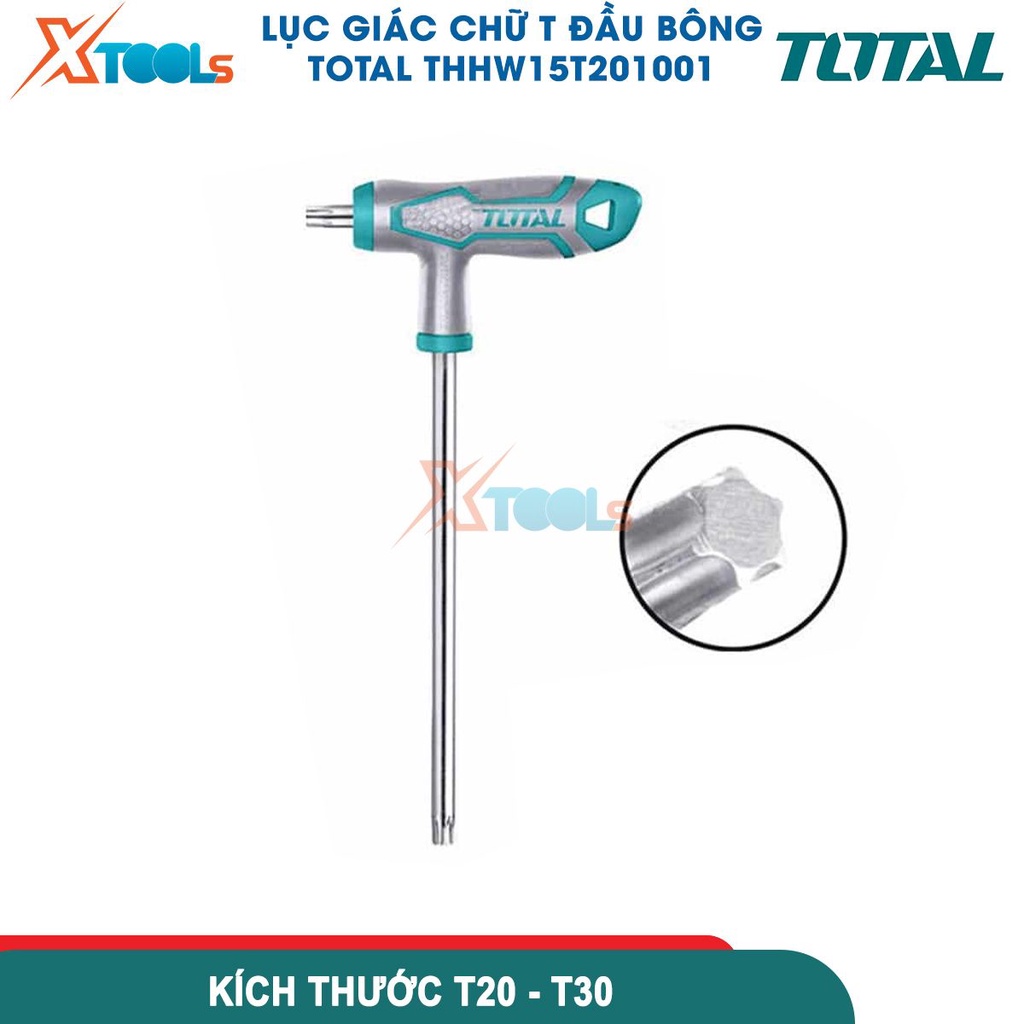 Tay vặn chữ T đầu bông TOTAL nhiều kích thước, tay vặn lục giác bông chữ T Kích thước T20x100 [CHÍNH HÃNG][XTOOLS]