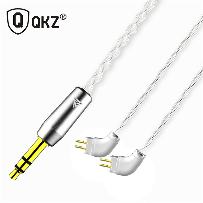 Dây Cáp Tai Nghe Qkz 2pin 0.75mm 3.5mm Mạ Bạc Cho Vk1 Vk2 Vk6 Vk8 V10 V20 Zst Zsr Zs5 Zs6 Tfz