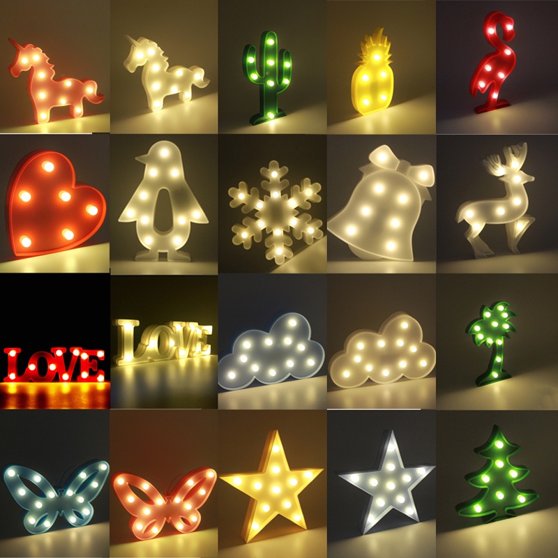 Đèn LED 3D 7 Bóng Hình Chim Hồng Hạc Chạy Bằng Pin Tiện Dụng