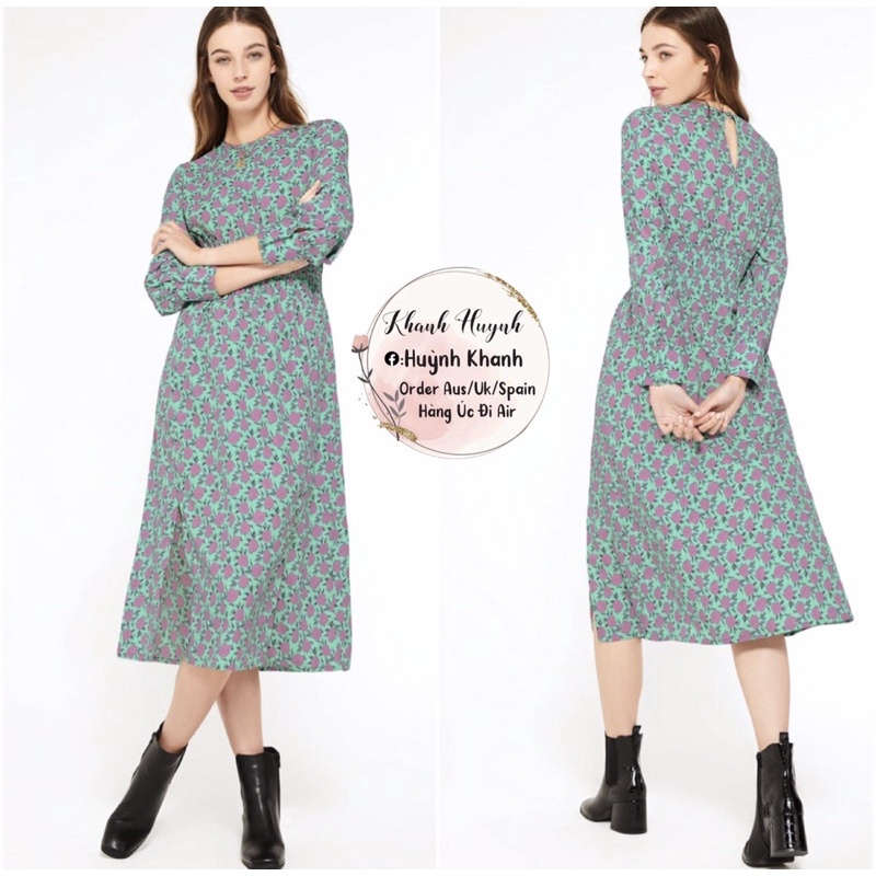 Newlook Anh - Đầm Midi hoa nhí Floral in Green S