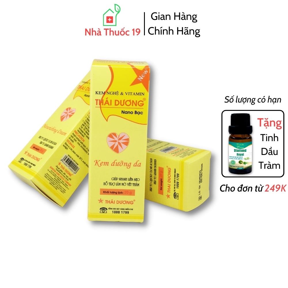 Kem nghệ Thái Dương (Nano bạc), Tuýp 20g chính hãng giúp giảm mụn, mờ thâm nám, nhanh mờ sẹo