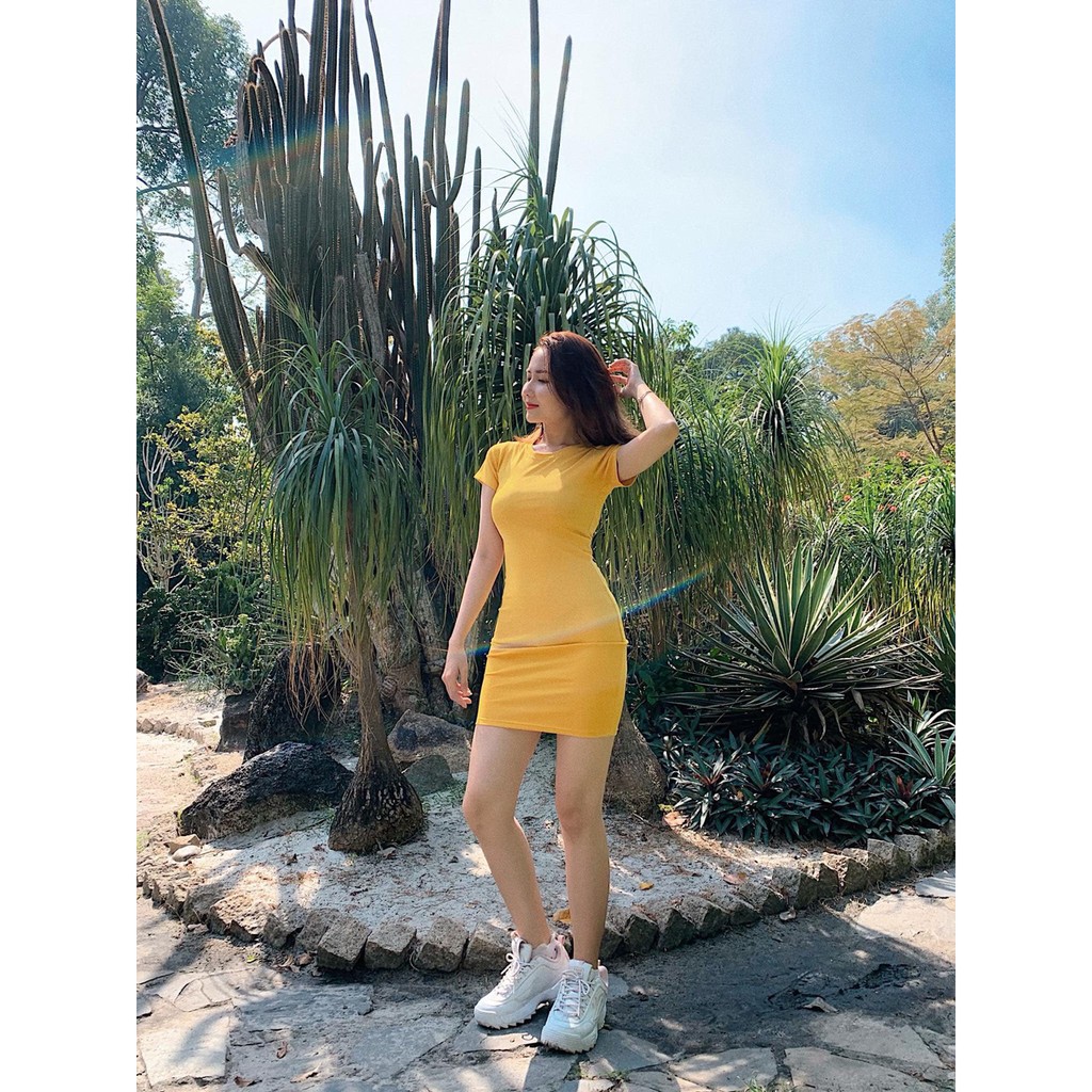Đầm Body Cổ Tròn Thun Gân | BigBuy360 - bigbuy360.vn
