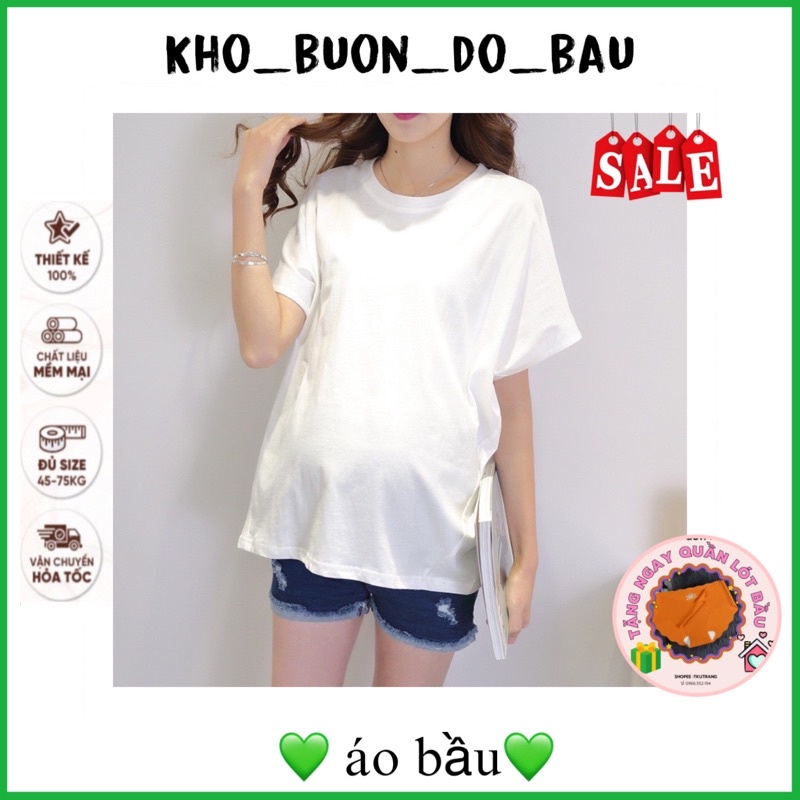 Áo bầu thun cotton siêu mềm đẹp và mát, HÀNG CHUẨN, dáng tay rơi trẻ trung phom rộng mặc tới bầu to