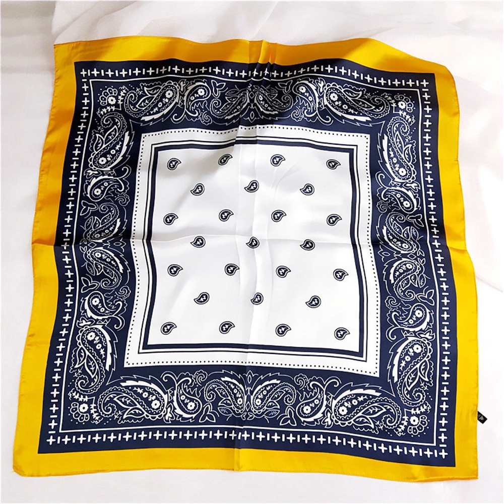 Khăn choàng cổ vuông lụa satin in họa tiết phong cách vintage thời trang dành cho nữ