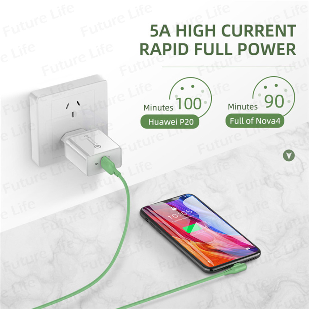 Cáp Sạc Siêu Nhanh 5A USB USB Type C Làm Từ Silicon Lỏng Thiết Kế Đầu Nối L Tiện Dụng