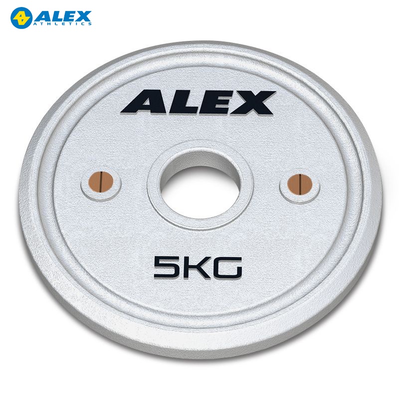 Bộ 2 Tạ Đĩa Hiệu Chỉnh OLYMPIC Calibrated Plate 5kg  ALEX Cao Cấp, Gang Nguyên Khối Sơn Tĩnh Điện Tập Thể Hình, Gym
