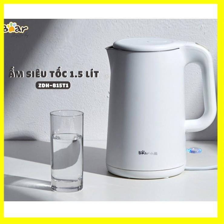 Ấm Siêu Tốc, Bình Đun Nước Siêu Tốc 1.5 lít Bear ZDH-B15T1, Công Suất 1500W, Đun Nước Siêu Nhanh, Sang Trong, BH 18 th