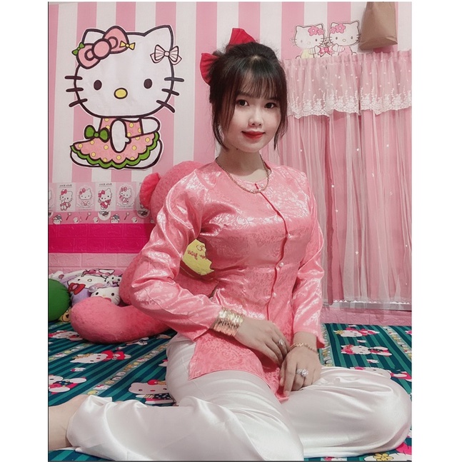 Áo bà ba đi chùa vải gấm hoa, đi lễ, tết, sang trọng quý phái mang phong cách cổ điển
