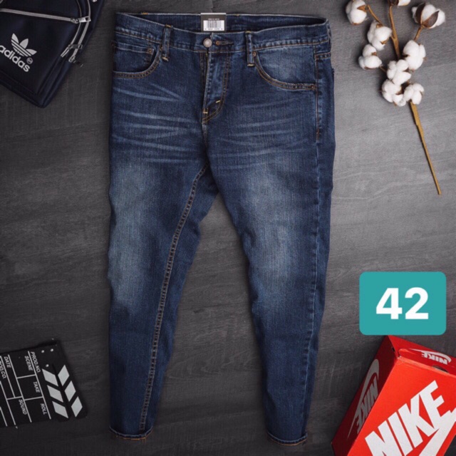 Quần jean Nam LE511 xanh - ống đứng - chất co giãn