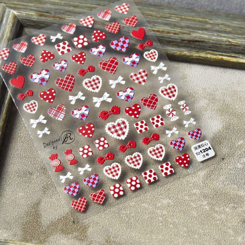 OCEANMAP Miếng Dán Trang Trí Móng Tay 5D Hình Trái Tim Xinh Xắn