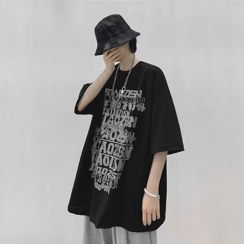 Áo Thun Tay Ngắn Dáng Rộng In Chữ Phong Cách Hip Hop Nhật Bản Thời Trang Mùa Hè Cho Nam Và Nữ size M-8XL