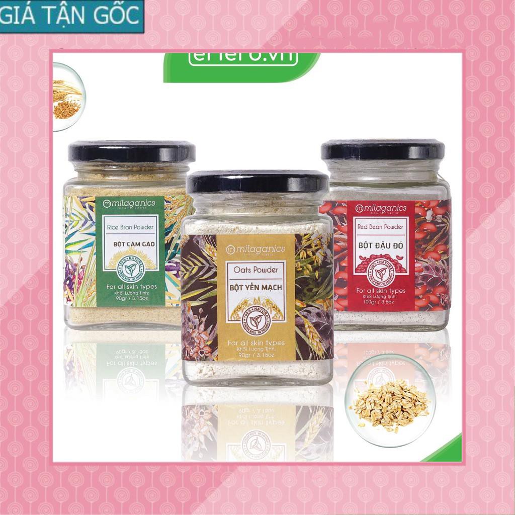 [GIÁ TẬN GỐC] Combo 3 Hũ Bột Trắng Da, Dưỡng Ẩm: Bột Đậu Đỏ, Bột Yến Mạch, Bột Cám Gạo MILAGANICS (100g/ Hũ) [EH]