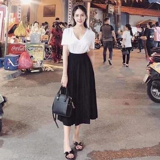 Chân váy đen xuông xếp ly dáng dài sang trọng - CM Shop | WebRaoVat - webraovat.net.vn