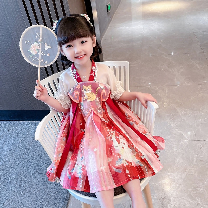 Bộ Hán Phục Thời Trang Mùa Hè 2022 Phong Cách Trung Hoa Dành Cho Bé Gái