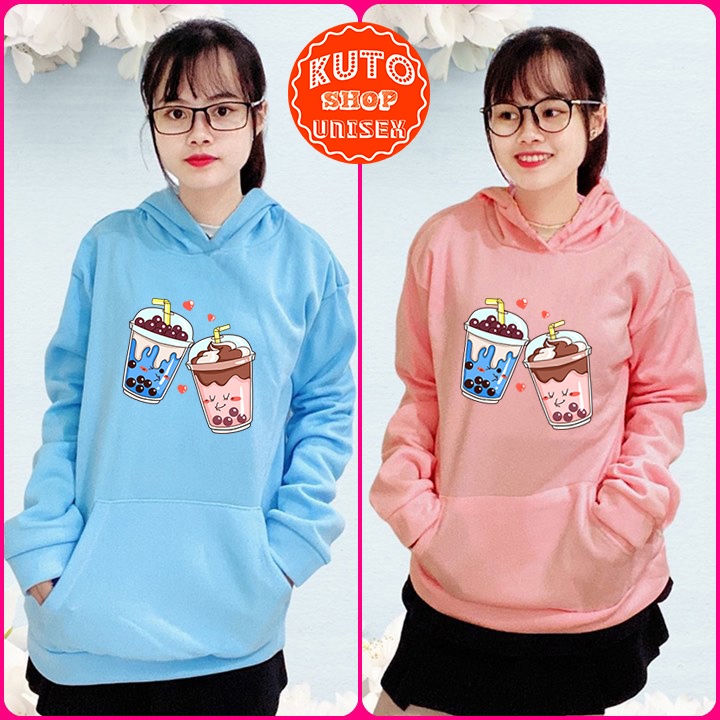 ÁO HOODIE TRÀ SỮA Nỉ Ngoại Cao Cấp - In Pet Siêu Bền Siêu Đẹp