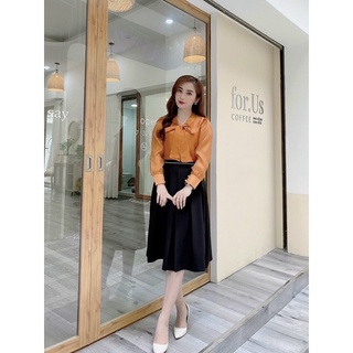 Sơ mi tơ dài tay cổ nơ