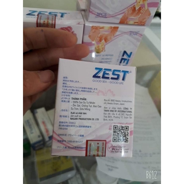 Bao cao su Zest hộp 3 chiếc