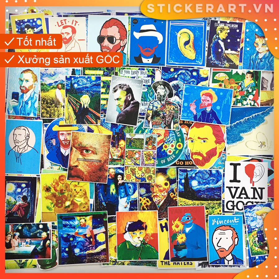 [ART - VAN GOGH#1] 127 Sticker chống nước/dán xe laptop mũ bảo hiểm vali...