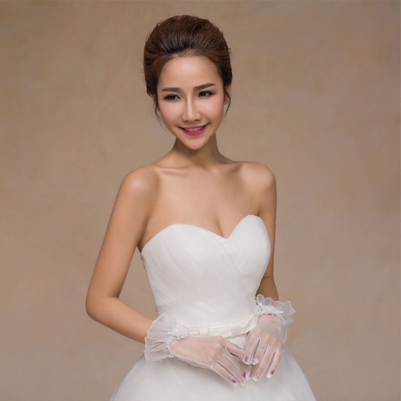 Găng Tay Lưới Đính Hoa Thời Trang Cho Cô Dâu