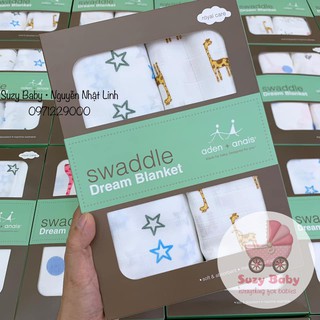 Set 2 khăn tắm sợi tre Aden & Anais Swaddle cho bé (Hộp xanh mới)