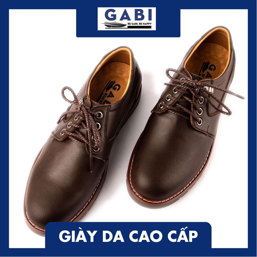 Giày da nam thể thao cao cấp màu nâu dây cột hiện đại GBTT01-2