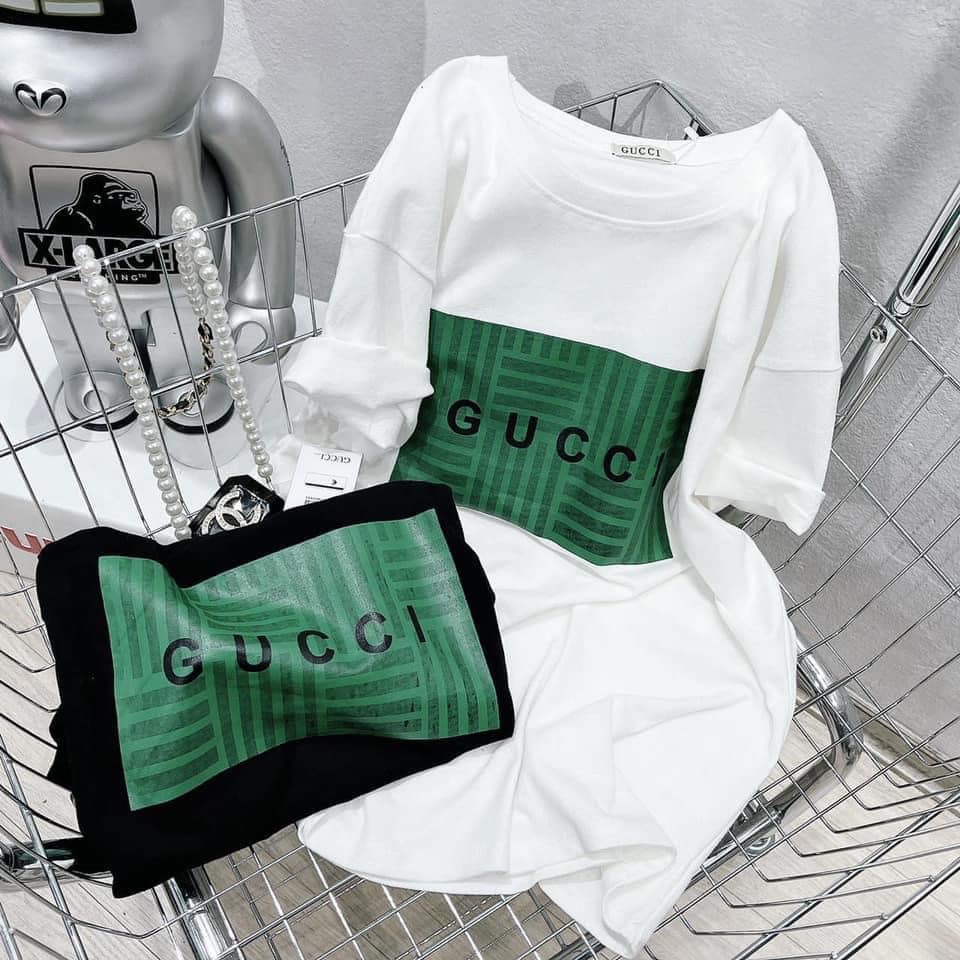 Áo Thun Tay lỡ GG Ô Vuông Xanh hottrend BIGOMALL - Áo phông nam nữ unisex freesize form rộng 65kg